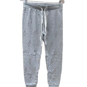 NEW Wildfox Silver Lightening Bolt Gray Sweatpants - Misses Small